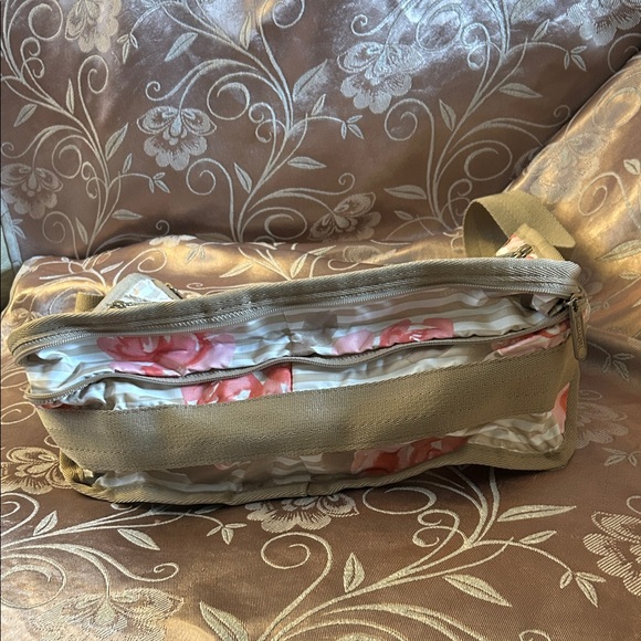 LeSportsac Rose Stripe Shoulder Bag - Tan and Pink - Picture 13 of 15